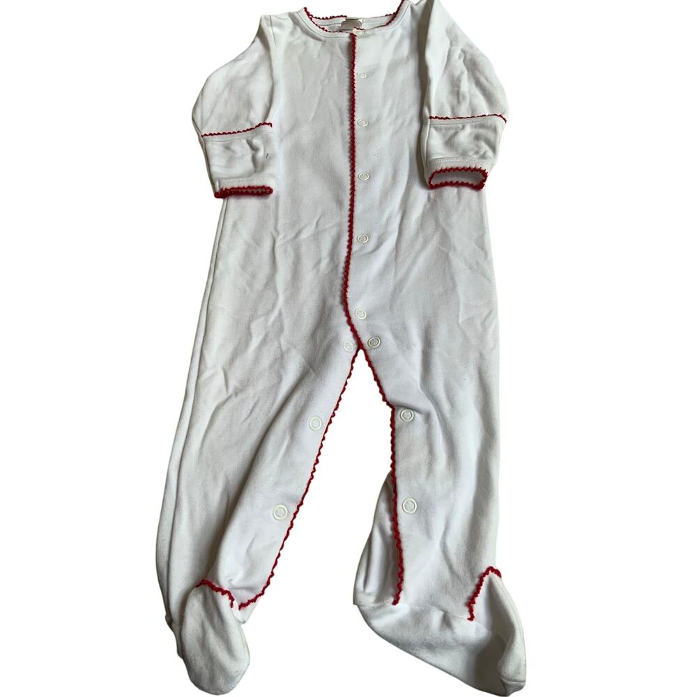 Zuccini Kids white one piece with red trim‎ 9-12 mo